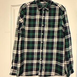 River Trail Men’s XL Green & Navy Plaid Flannel Shirt Regular Fit Cotton Blend